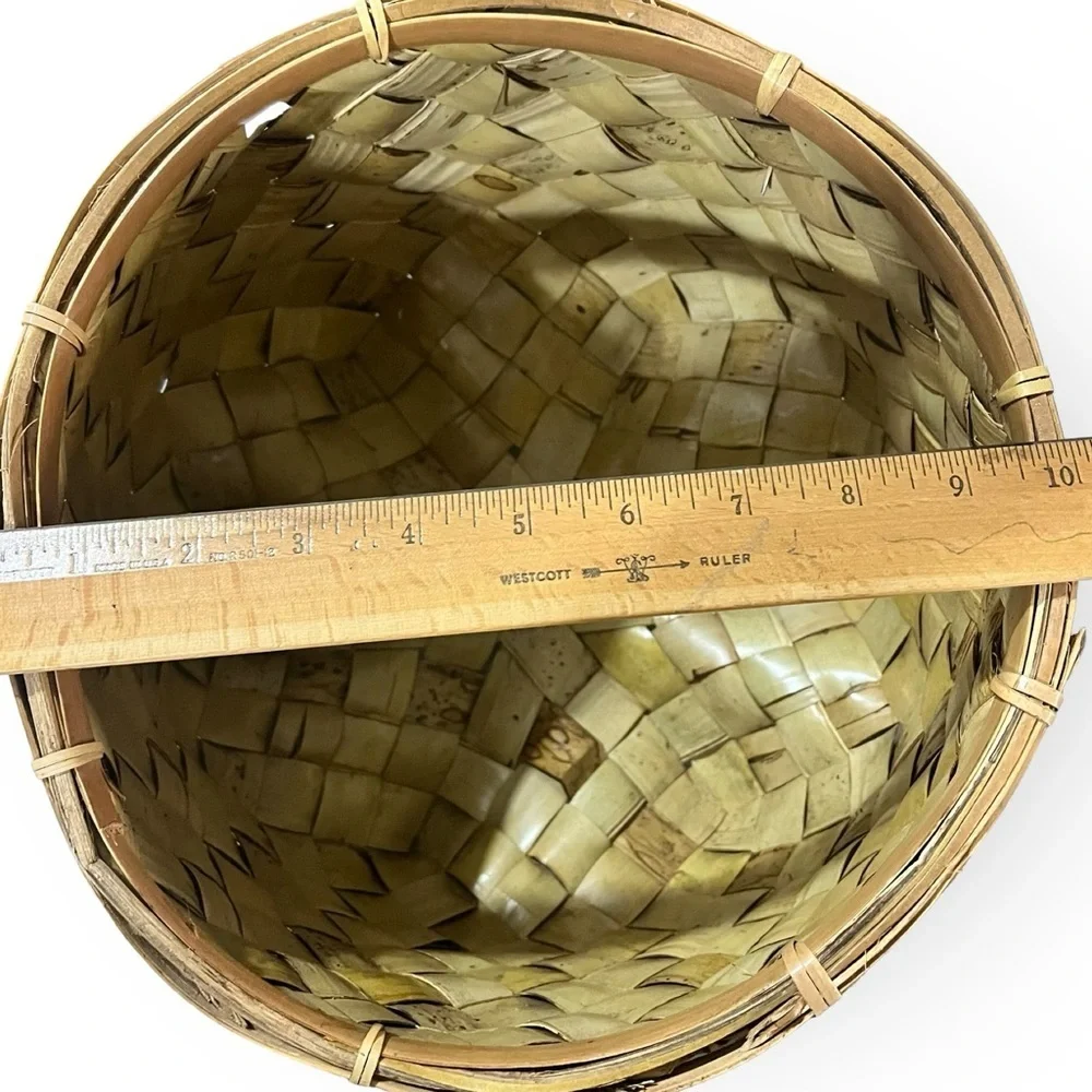 Large Vintage Handwoven Lidded Basket